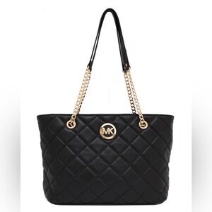 Michael Kors Black Fulton Quilted Large EW Tote